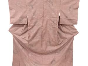 本マルキ泥染　雪輪に麻の葉模様織り出し手織り紬着物